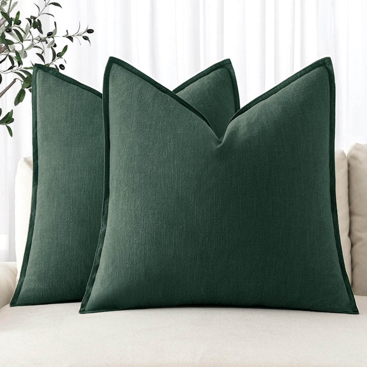 Boho Farmhouse? ?Neutral Couch Throw Pillow Covers Dark Green 16x16-inch