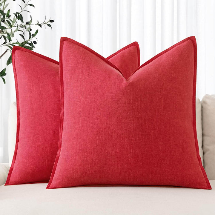 Boho Farmhouse? ?Neutral Couch Throw Pillow Covers Red 16x16-inch