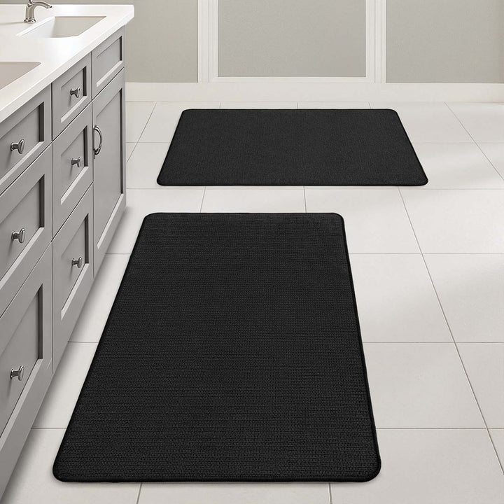 Non Slip Quick Dry Absorbent Machine Washable Bath Rug Black 20x32-inch