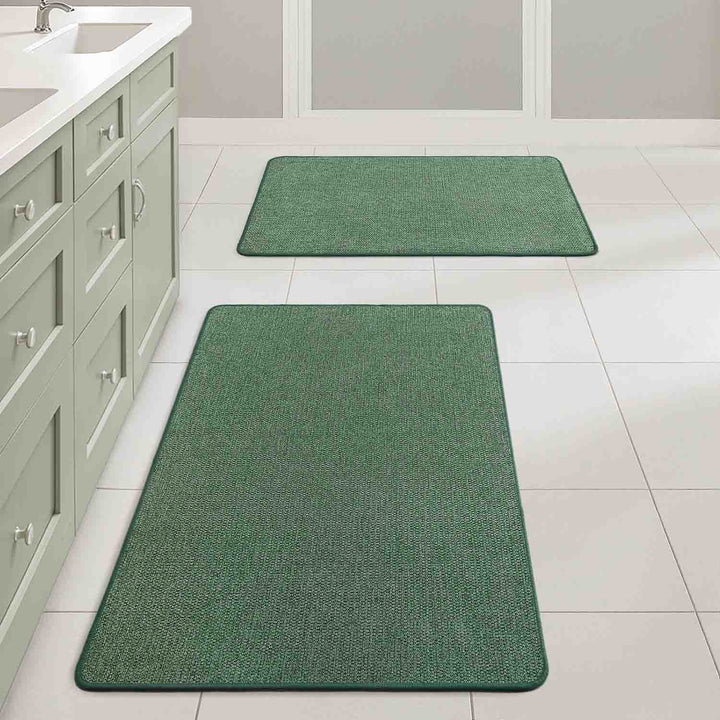 Non Slip Quick Dry Absorbent Machine Washable Bath Rug Green 17x27-and-20x32-inch