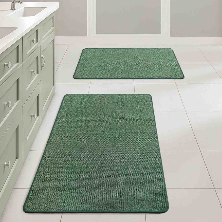 Non Slip Quick Dry Absorbent Machine Washable Bath Rug Green 17x27-and-20x32-inch