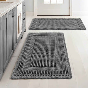 New-Non Slip Washable Waffle Bathroom Mats Dark Grey 18x30-inch