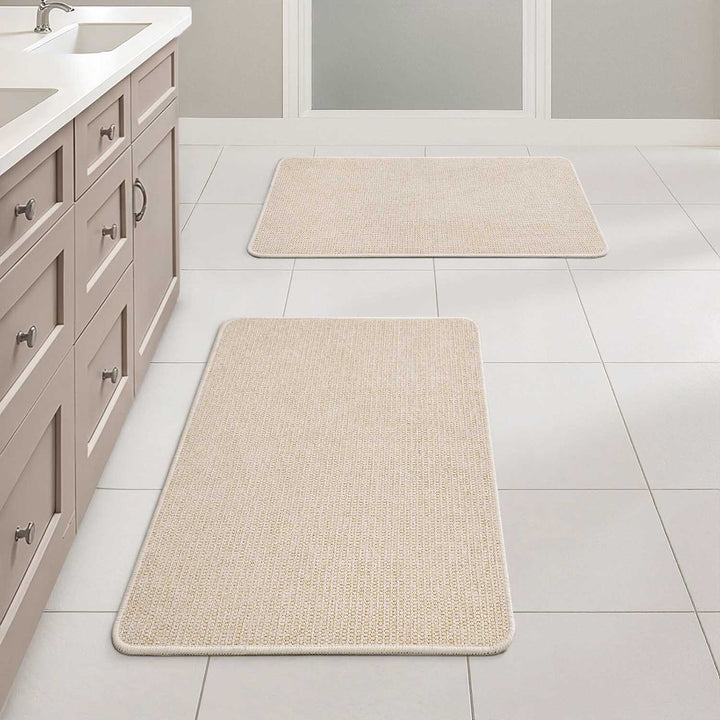 Non Slip Quick Dry Absorbent Machine Washable Bath Rug Light Beige 17x27-inch