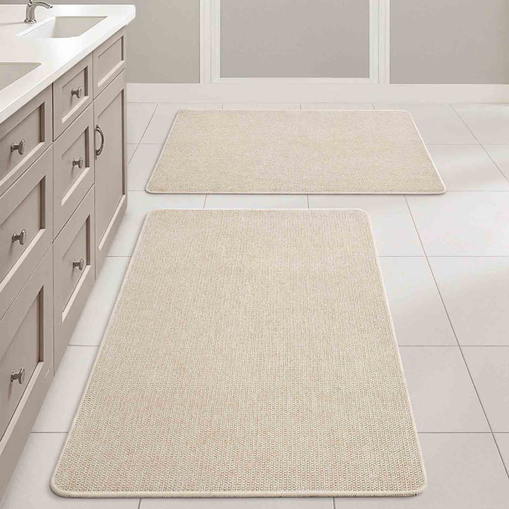 Non Slip Quick Dry Absorbent Machine Washable Bath Rug Light Beige 24x36-inch
