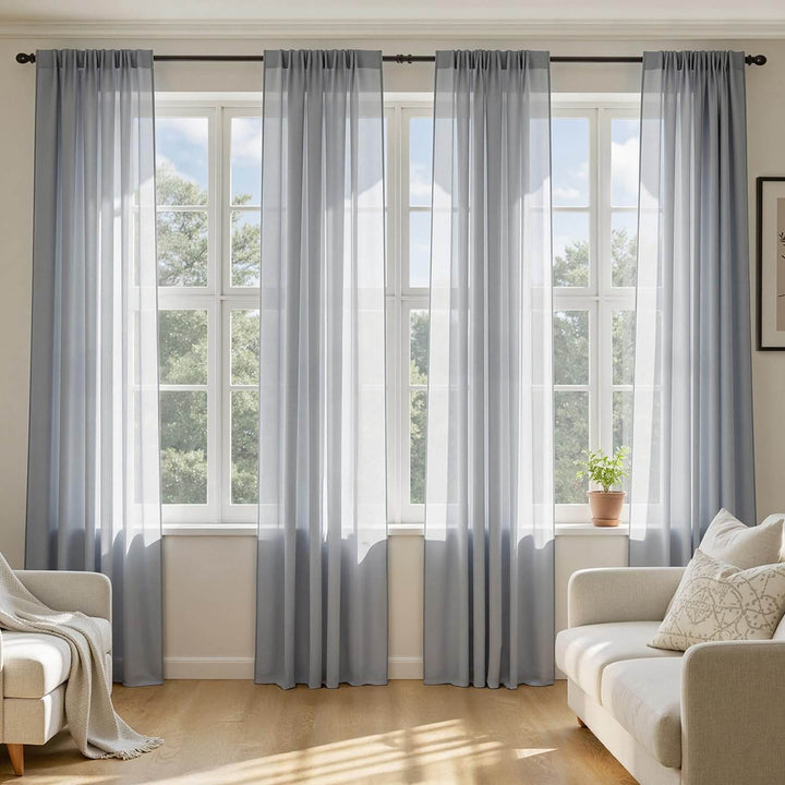 Solid Color Sheer Window Curtains Elegant Window Voile Curtains Dark Grey 54Wx108L-inch