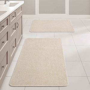 Non Slip Quick Dry Absorbent Machine Washable Bath Rug Light Beige 17x27-and-20x32-inch