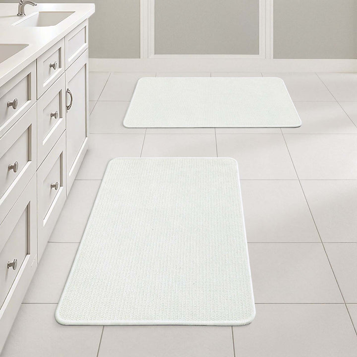 Non Slip Quick Dry Absorbent Machine Washable Bath Rug White 17x27-inch