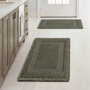 New-Non Slip Washable Waffle Bathroom Mats Green 17x24-inch
