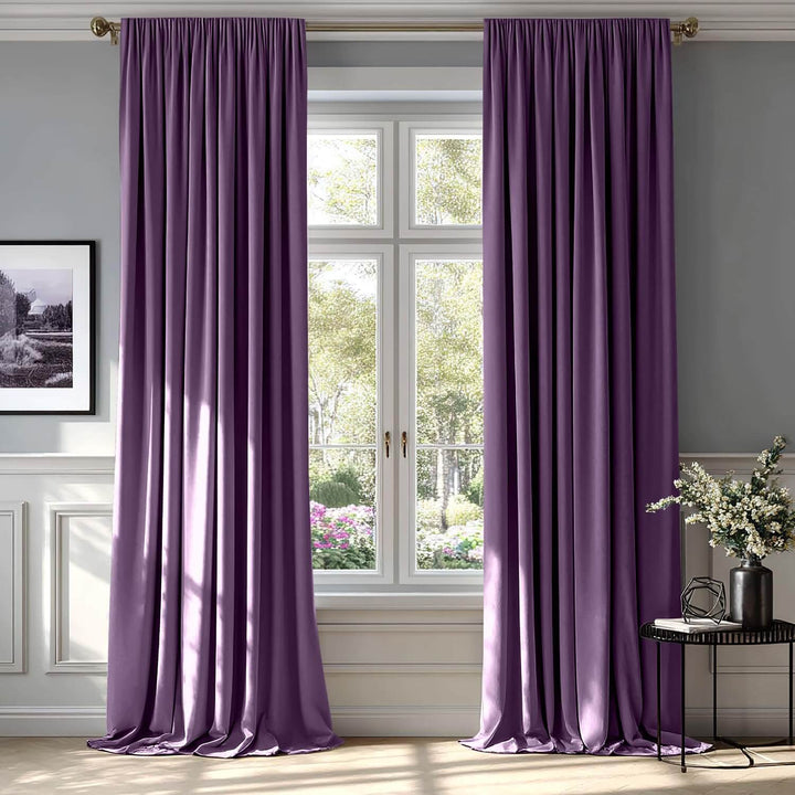 Velvet Curtains Thermal Insulated Blackout Curtain Drapes Purple 52Wx96L-inch