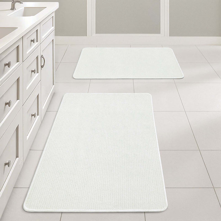 Non Slip Quick Dry Absorbent Machine Washable Bath Rug White 17x27-and-20x32-inch