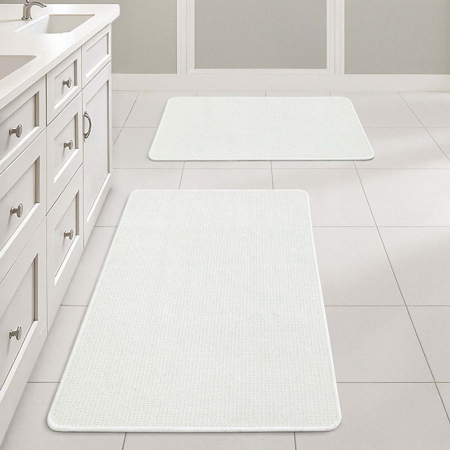 Non Slip Quick Dry Absorbent Machine Washable Bath Rug White 17x27-and-20x32-inch