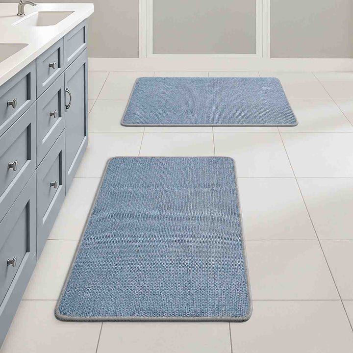 Non Slip Quick Dry Absorbent Machine Washable Bath Rug Blue 17x27-inch