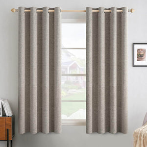 Linen Texture Thermal Insulated Grommet Curtains Linen 52Wx45L-inch