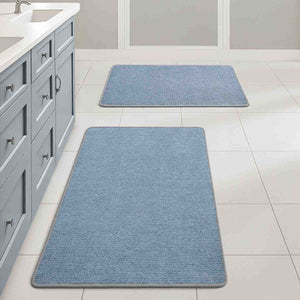 Non Slip Quick Dry Absorbent Machine Washable Bath Rug Blue 17x27-and-20x32-inch