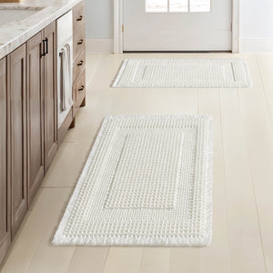 New-Non Slip Washable Waffle Bathroom Mats White 17x24-inch