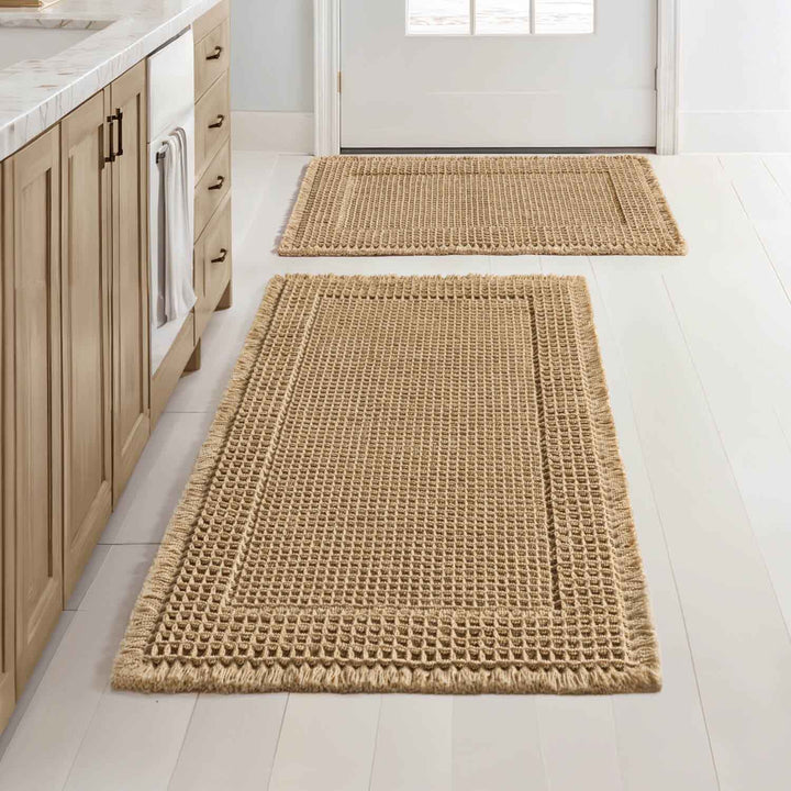 New-Non Slip Washable Waffle Bathroom Mats Brown 17x24-and-18x30-inch