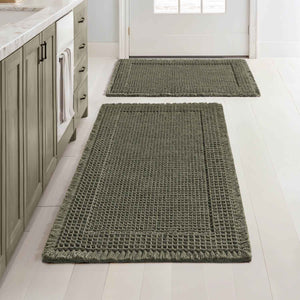 New-Non Slip Washable Waffle Bathroom Mats Green 17x24-and-18x30-inch