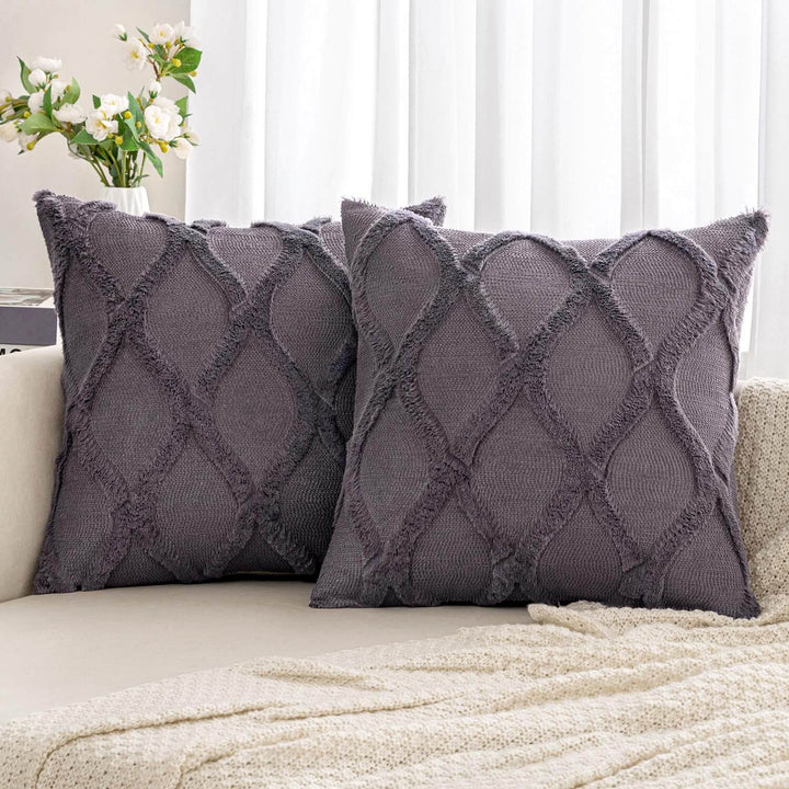 Soft Plush Faux Wool Couch Cushion Covers Blue Purple 20x20-inch