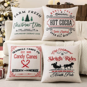 Printed Holiday Decorative Pillow Covers Set of 4 White 20x20-inch