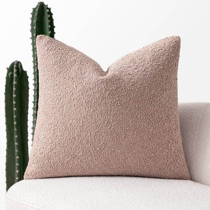 Textured Boucle Solid Eruo Sham Throw Pillow Cover Pink 24x24Inch-inch