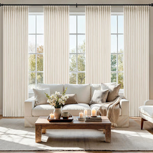 Pinch Pleated Light Filtering Privacy Thick Linen Curtains Birch 40Wx96L-inch
