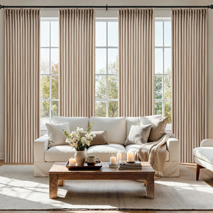 Pinch Pleated Thick Linen Curtains 4 Panels Taupe 40Wx84L-inch