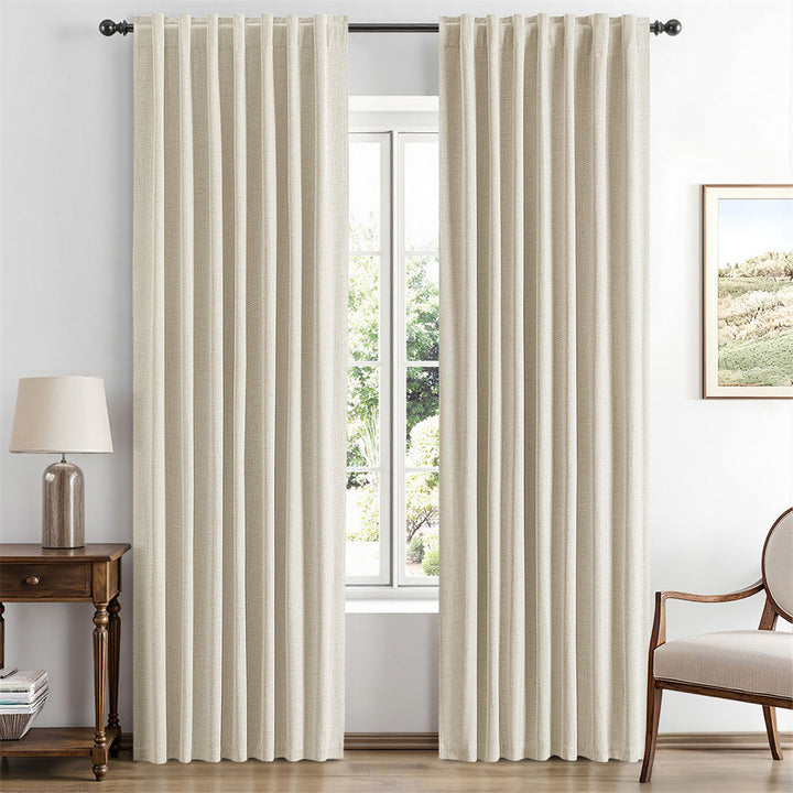 Solid Luxury Decor Thermal Insulation Room Darkening Rod Pocket Drapes Cream 42Wx63L-inch