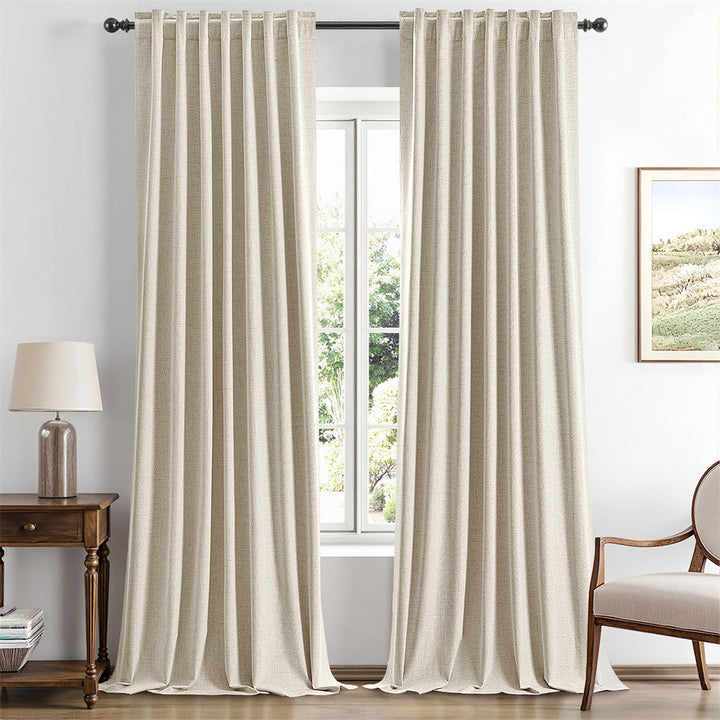 Solid Luxury Decor Thermal Insulation Room Darkening Rod Pocket Drapes Cream 42Wx96L-inch