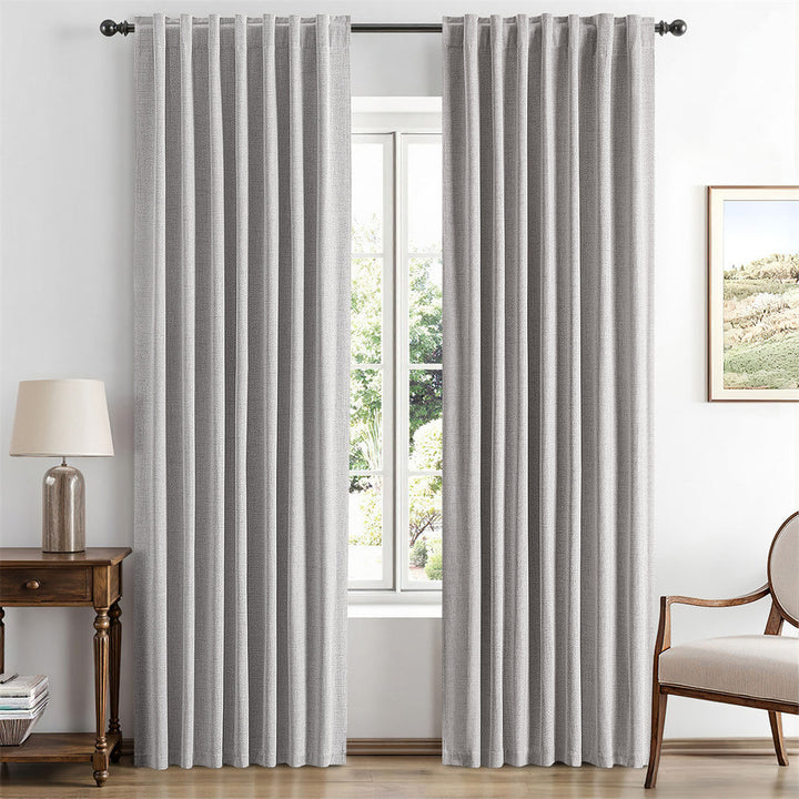 Solid Luxury Decor Thermal Insulation Room Darkening Rod Pocket Drapes Greyish White 42Wx72L-inch