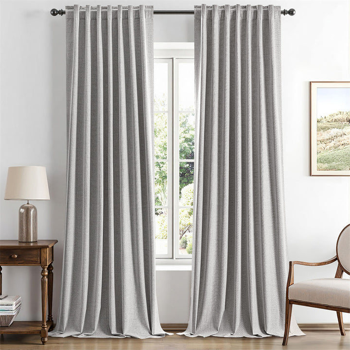 Solid Luxury Decor Thermal Insulation Room Darkening Rod Pocket Drapes Greyish White 42Wx96L-inch