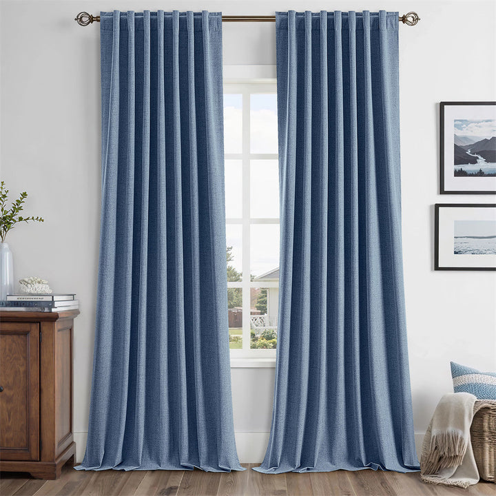Solid Luxury Decor Thermal Insulation Room Darkening Rod Pocket Drapes Blue 42Wx96L-inch