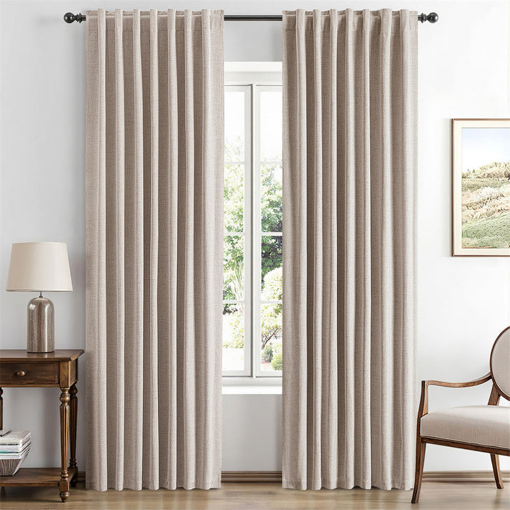 Solid Luxury Decor Thermal Insulation Room Darkening Rod Pocket Drapes Khaki 42Wx90L-inch