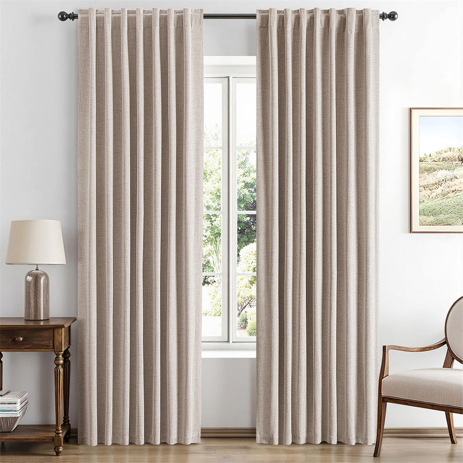 Solid Luxury Decor Thermal Insulation Room Darkening Rod Pocket Drapes Khaki 42Wx90L-inch