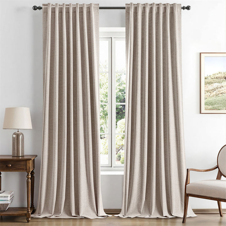 Solid Luxury Decor Thermal Insulation Room Darkening Rod Pocket Drapes Khaki 42Wx96L-inch