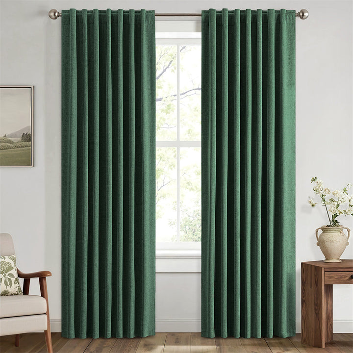 Solid Luxury Decor Thermal Insulation Room Darkening Rod Pocket Drapes Emerald Green 42Wx84L-inch