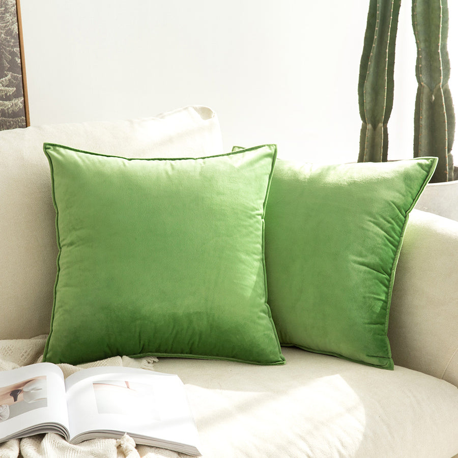 SWANCOCO Velvet Throw Pillow Covers Square Cushion Covers 2 Pack