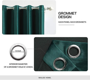 SWANCOCO Natural Linen Semi Elegant  Grommet Top Sheer Curtains Dark Green, (52X84 Inch) 2 Panels