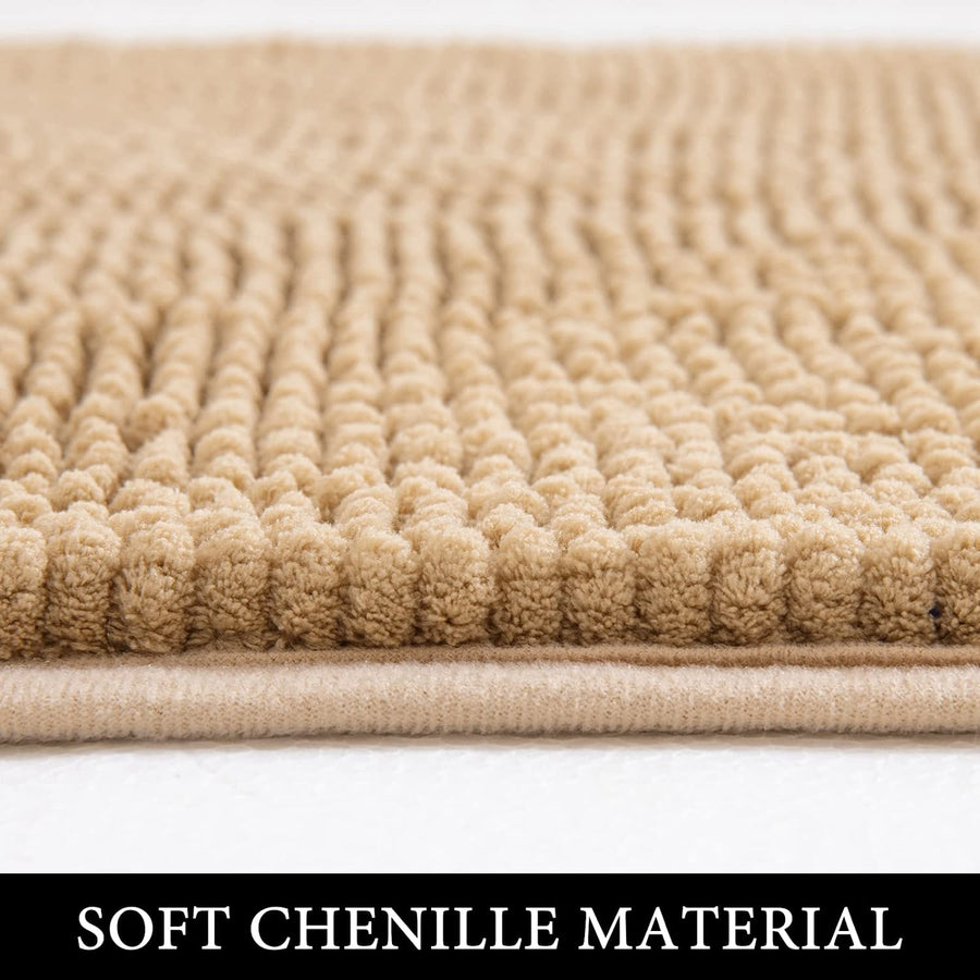 Absorbent Chenille Dog Doormat Soft Shaggy Non-Skid Bathroom Bath Rugs Durable, Camel, 20 x 32 Inches