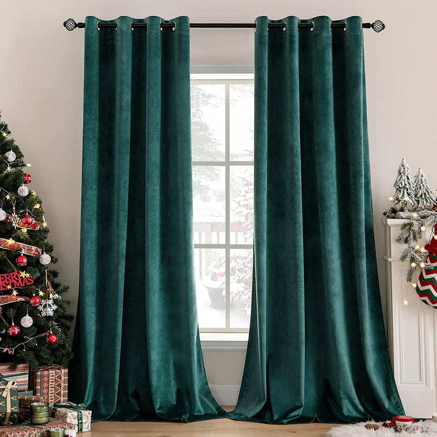 SWANCOCO Natural Linen Semi Elegant  Grommet Top Sheer Curtains Dark Green, (52X84 Inch) 2 Panels