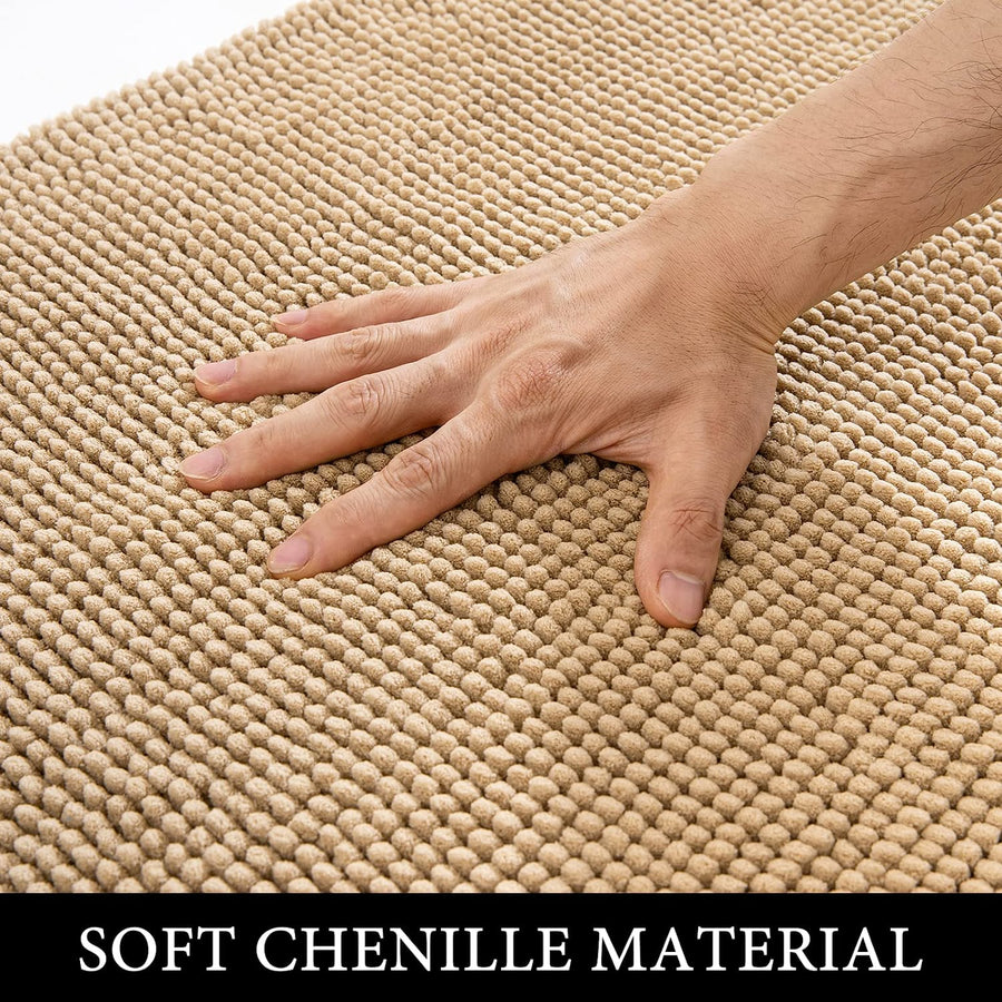 Absorbent Chenille Dog Doormat Soft Shaggy Non-Skid Bathroom Bath Rugs Durable, Camel, 20 x 32 Inches