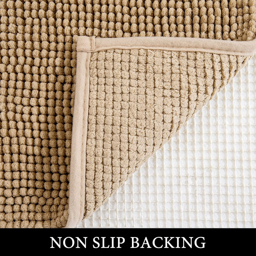 Absorbent Chenille Dog Doormat Soft Shaggy Non-Skid Bathroom Bath Rugs Durable, Camel, 20 x 32 Inches