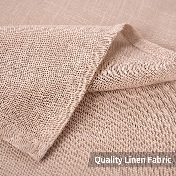 2 Panels Natural Linen Semi Elegant  Grommet Top Sheer Curtains Dusty Blush, (52X72 Inch)