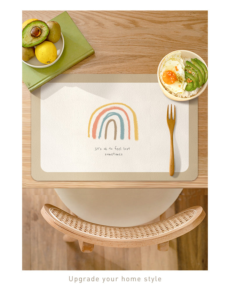SWANCOCO Textile place mats Wipeable Faux Leather Insulation Pad for Dining Room Coaster 30*45 cm 1 Pack