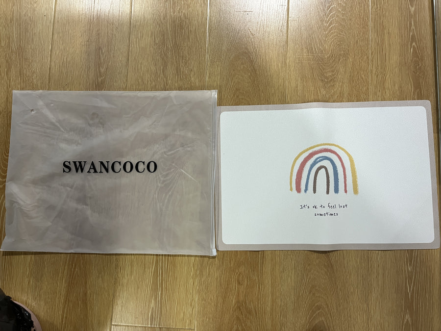 SWANCOCO Textile place mats Wipeable Faux Leather Insulation Pad for Dining Room Coaster 30*45 cm 1 Pack