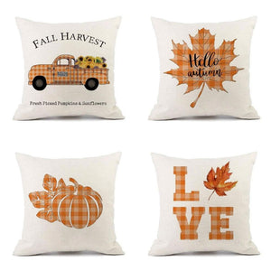 Fall Plaid Cushion Covers 4 Pack